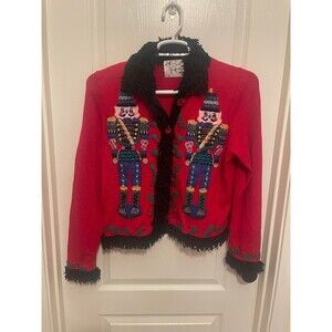 Michael Simon Womens Beaded Nutcracker Sweater